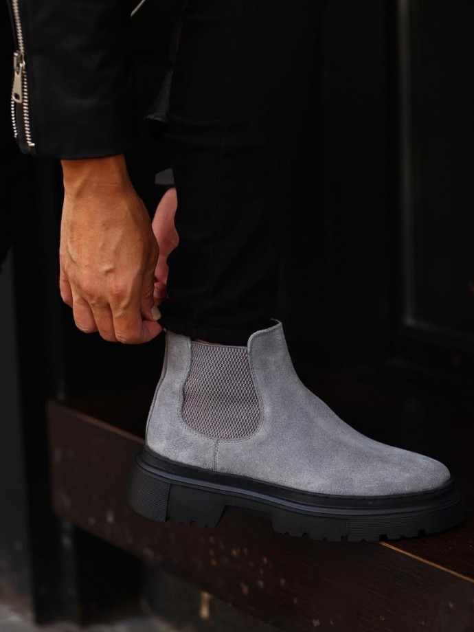 2025 CHELSEA İTALYAN GRİ SÜET  BANDAJLI BOT - GRİ SÜET BOT