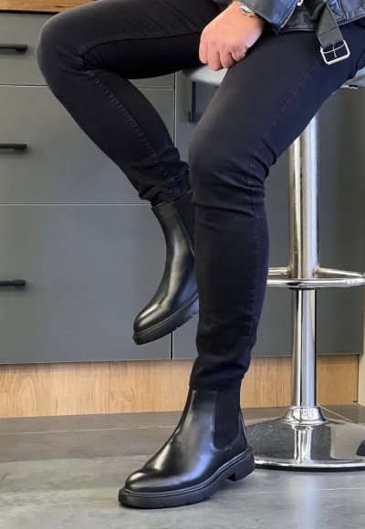  2025 ZRA  İTALYAN SİYAH MAT DERİ BANDAJLI EVA BOT - SİYAH MAT BOT