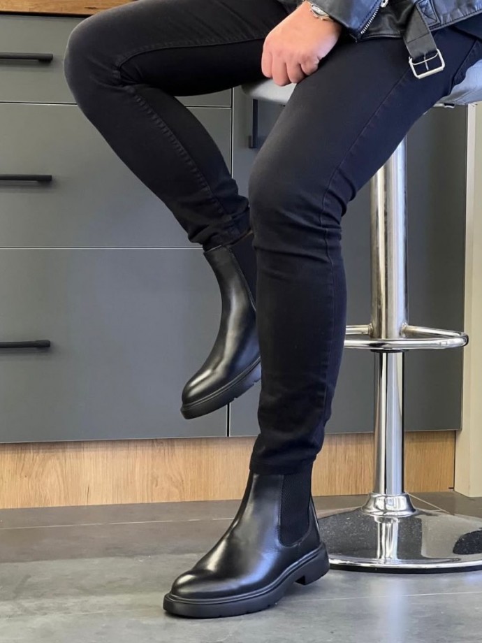  2025 ZRA  İTALYAN SİYAH MAT DERİ BANDAJLI EVA BOT - SİYAH MAT BOT