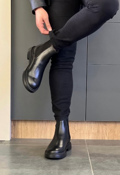  2025 ZRA  İTALYAN SİYAH MAT DERİ BANDAJLI EVA BOT - SİYAH MAT BOT