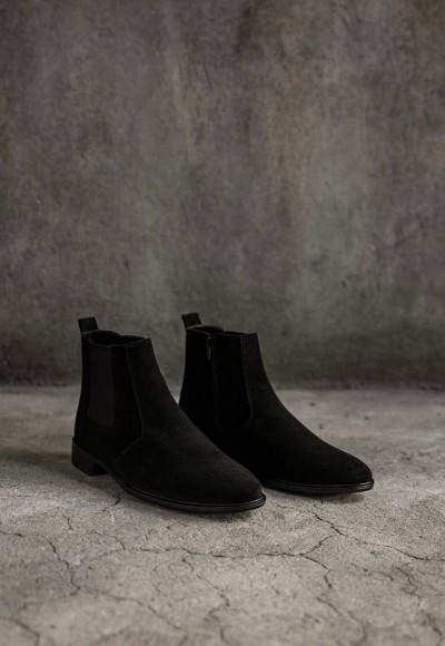  2025 KLASİK İTALYAN SİYAH  SÜET FERMUARLI BOT - SİYAH SÜET  BOT