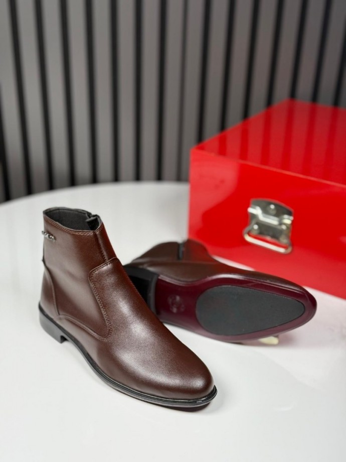 2025 PRD KLASİK İTALYAN KAHVE DERİ BOT - KAHVE MAT BOT