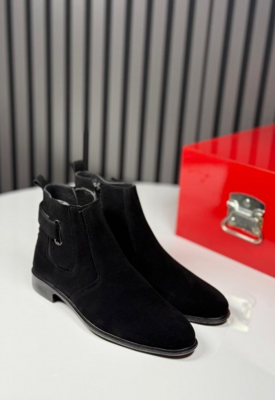 2025 ÇIRTLI KLASİK İTALYAN SİYAH SÜET BOT - SİYAH SÜET BOT