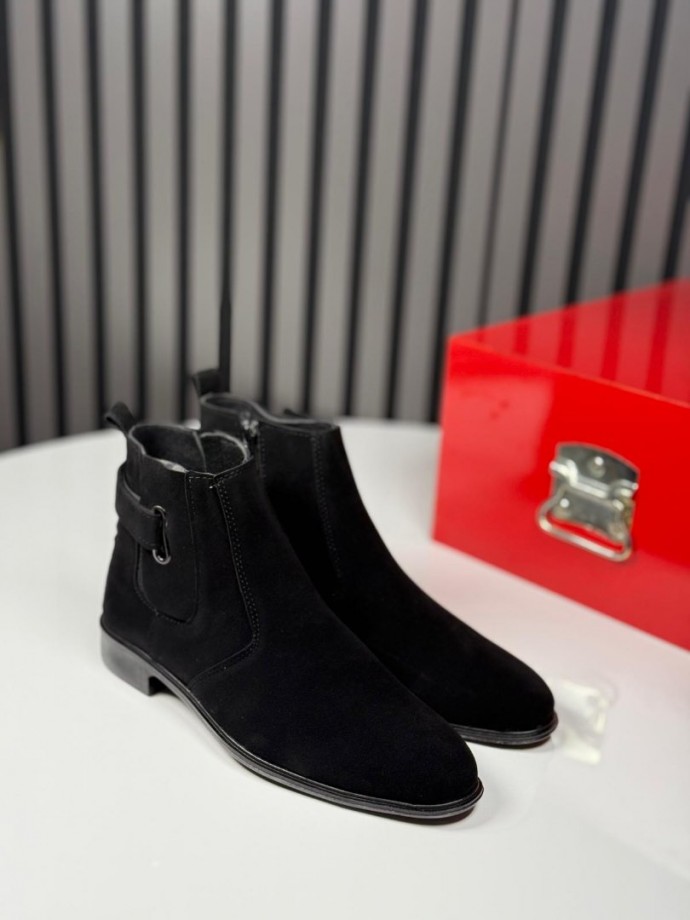 2025 ÇIRTLI KLASİK İTALYAN SİYAH SÜET BOT - SİYAH SÜET BOT