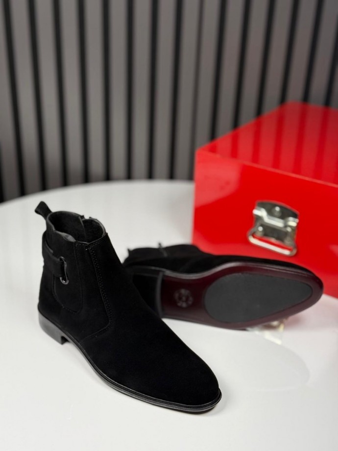 2025 ÇIRTLI KLASİK İTALYAN SİYAH SÜET BOT - SİYAH SÜET BOT