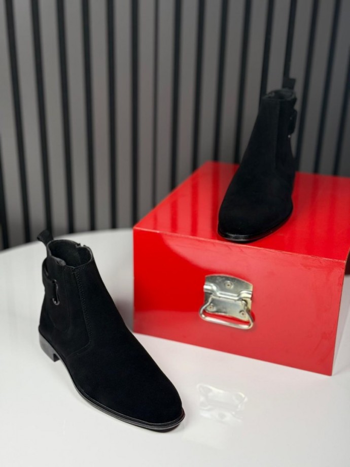 2025 ÇIRTLI KLASİK İTALYAN SİYAH SÜET BOT - SİYAH SÜET BOT