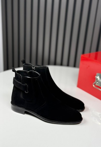 2025 ÇIRTLI KLASİK İTALYAN SİYAH SÜET BOT - SİYAH SÜET BOT