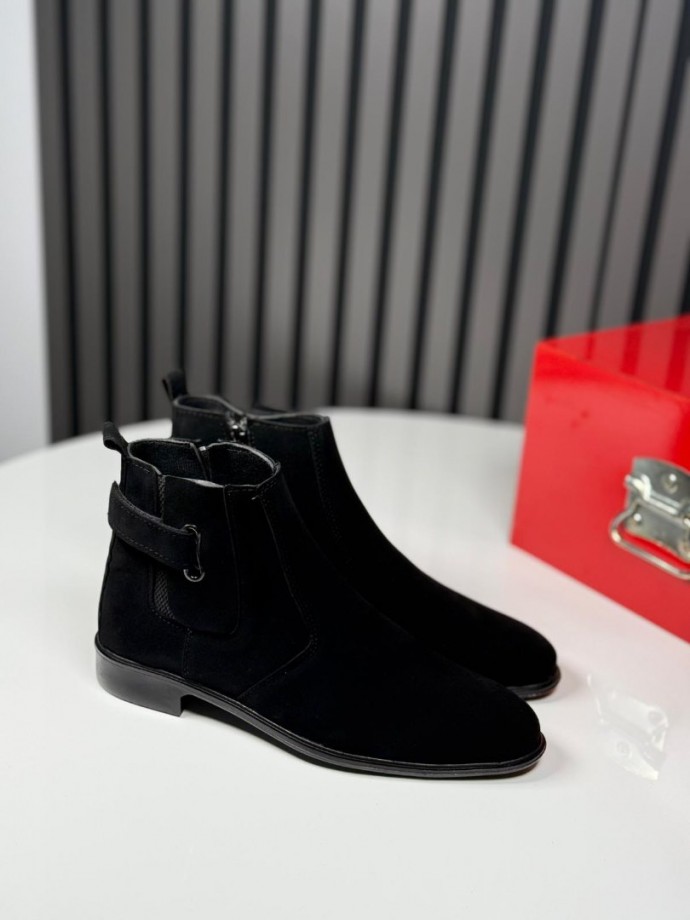 2025 ÇIRTLI KLASİK İTALYAN SİYAH SÜET BOT - SİYAH SÜET BOT