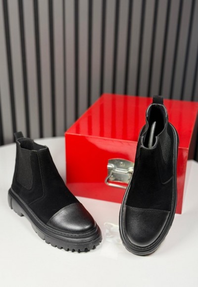 2025 PRD CHELSEA İTALYAN  SİYAH SÜET  BOT - SİYAH SÜET DERİ BOT