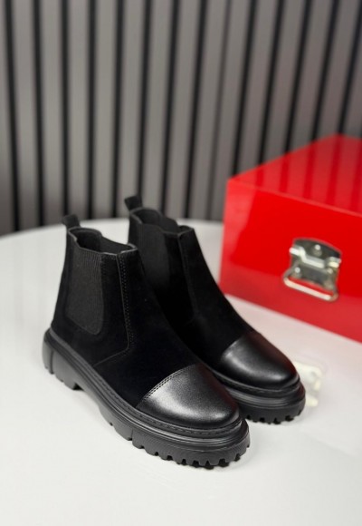 2025 PRD CHELSEA İTALYAN  SİYAH SÜET  BOT - SİYAH SÜET DERİ BOT