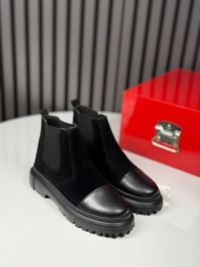 2025 PRD CHELSEA İTALYAN  SİYAH SÜET  BOT - SİYAH SÜET DERİ BOT