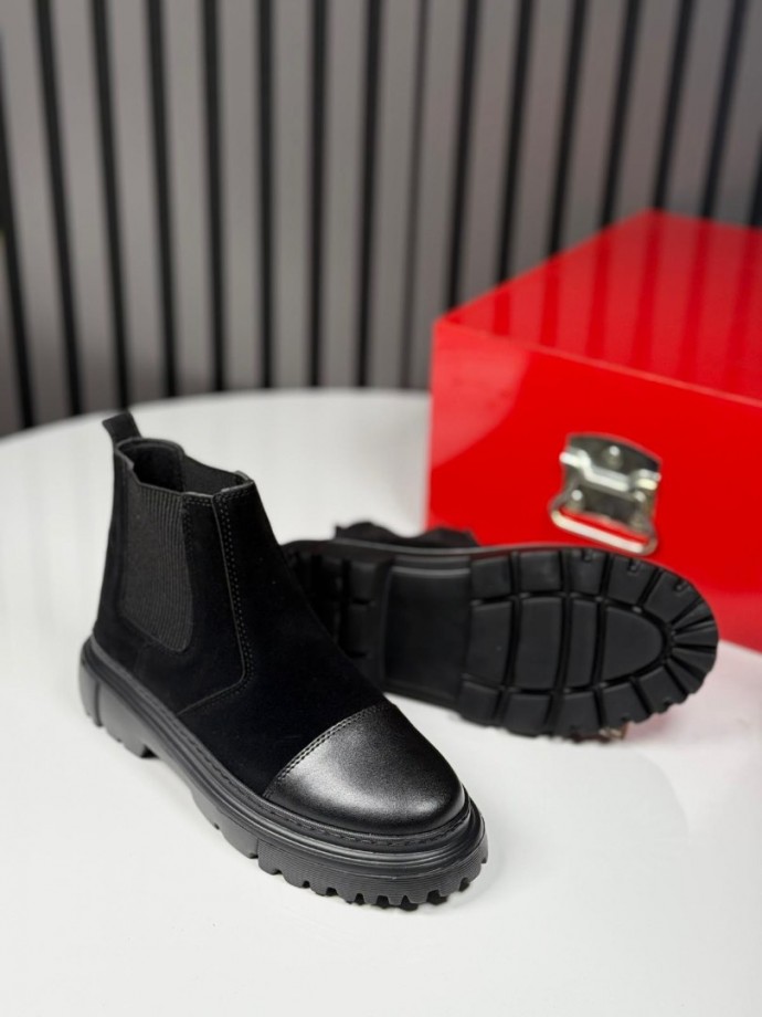 2025 PRD CHELSEA İTALYAN  SİYAH SÜET  BOT - SİYAH SÜET DERİ BOT