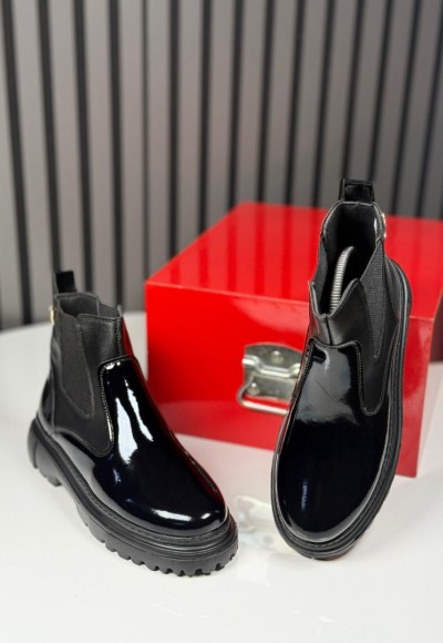 2025 L W CHELSEA İTALYAN SİYAH RUGAN BOT - SİYAH RUGAN DERİ BOT