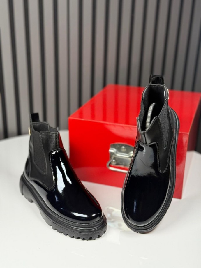 2025 L W CHELSEA İTALYAN SİYAH RUGAN BOT - SİYAH RUGAN DERİ BOT