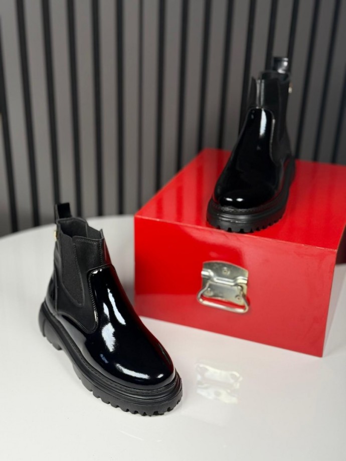 2025 L W CHELSEA İTALYAN SİYAH RUGAN BOT - SİYAH RUGAN DERİ BOT