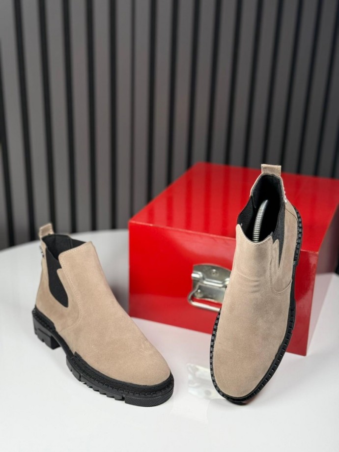 2025 PRD CHELSEA İTALYAN  KUM BEJ SÜET BOT - KUM BEJ SÜET  BOT