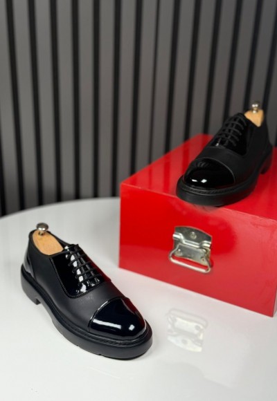 2025 PRD  İTALYAN  SİYAH MAT ve RUGAN CASUAL AYAKKABI - SİYAH MAT VE RUGAN DERİ 