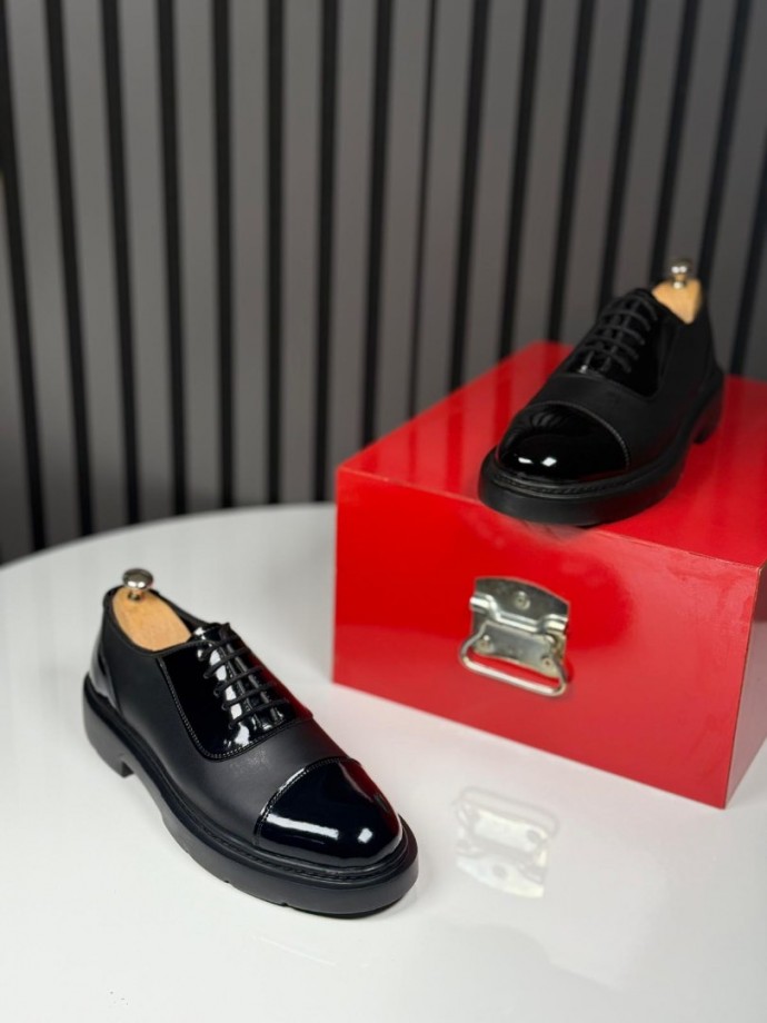 2025 PRD  İTALYAN  SİYAH MAT ve RUGAN CASUAL AYAKKABI - SİYAH MAT VE RUGAN DERİ 