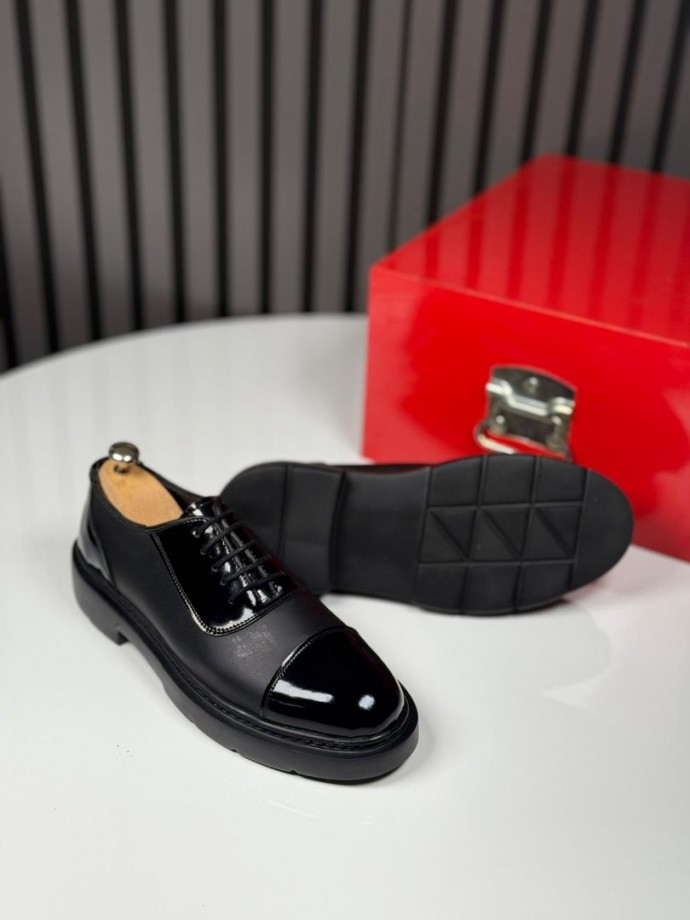 2025 PRD  İTALYAN  SİYAH MAT ve RUGAN CASUAL AYAKKABI - SİYAH MAT VE RUGAN DERİ 