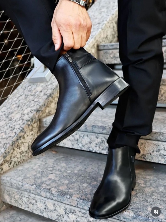 2025 YENİ SEZON KLASİK SİYAH MAT BOT  - SİYAH MAT  DERİ   
