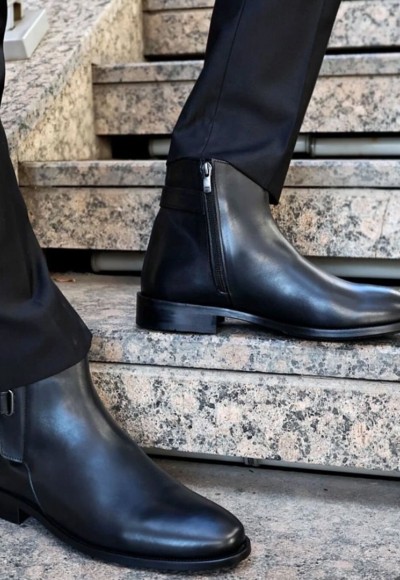 2025 YENİ SEZON KLASİK SİYAH MAT BOT  - SİYAH MAT  DERİ   