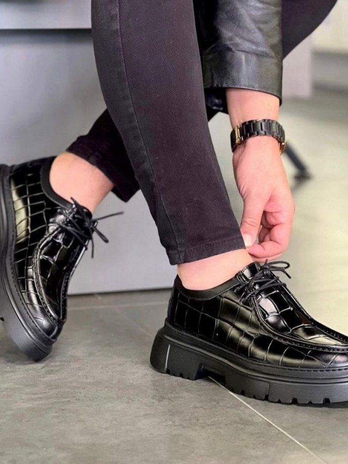 2025 YENİ SEZON CASUAL SİYAH KROKAN DERİ - SİYAH KROKAN DERİ 