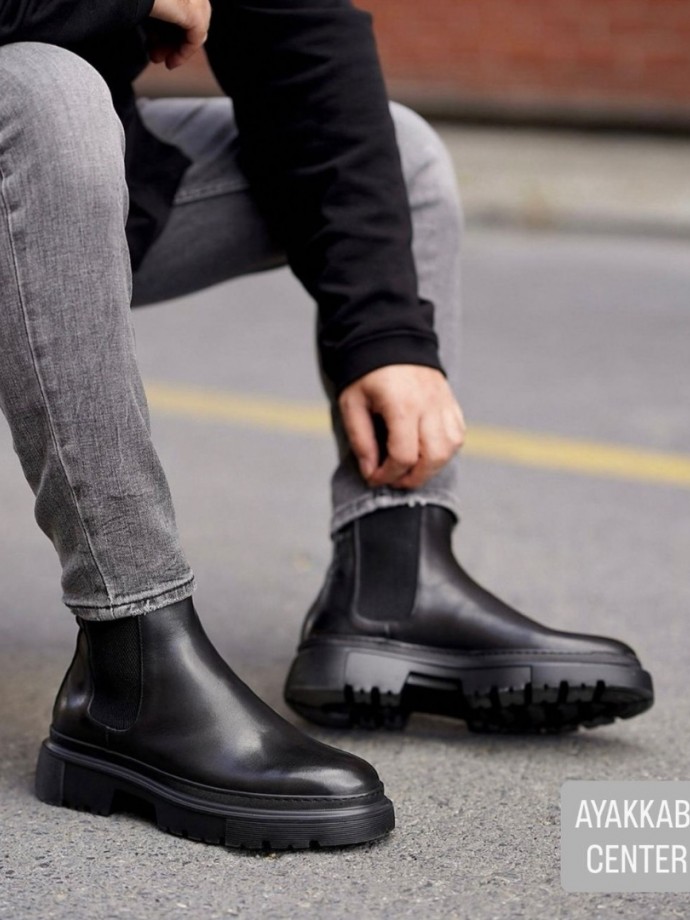 2025 YENİ SEZON EVA CHELSEA SİYAH MAT BOT  - SİYAH MAT  DERİ   