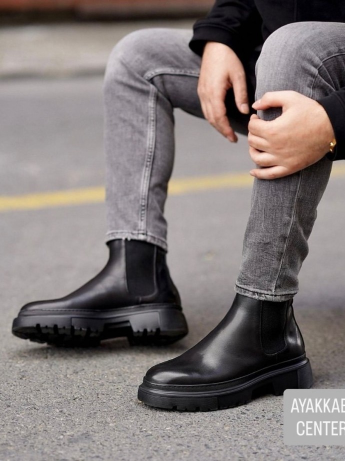 2025 YENİ SEZON EVA CHELSEA SİYAH MAT BOT  - SİYAH MAT  DERİ   