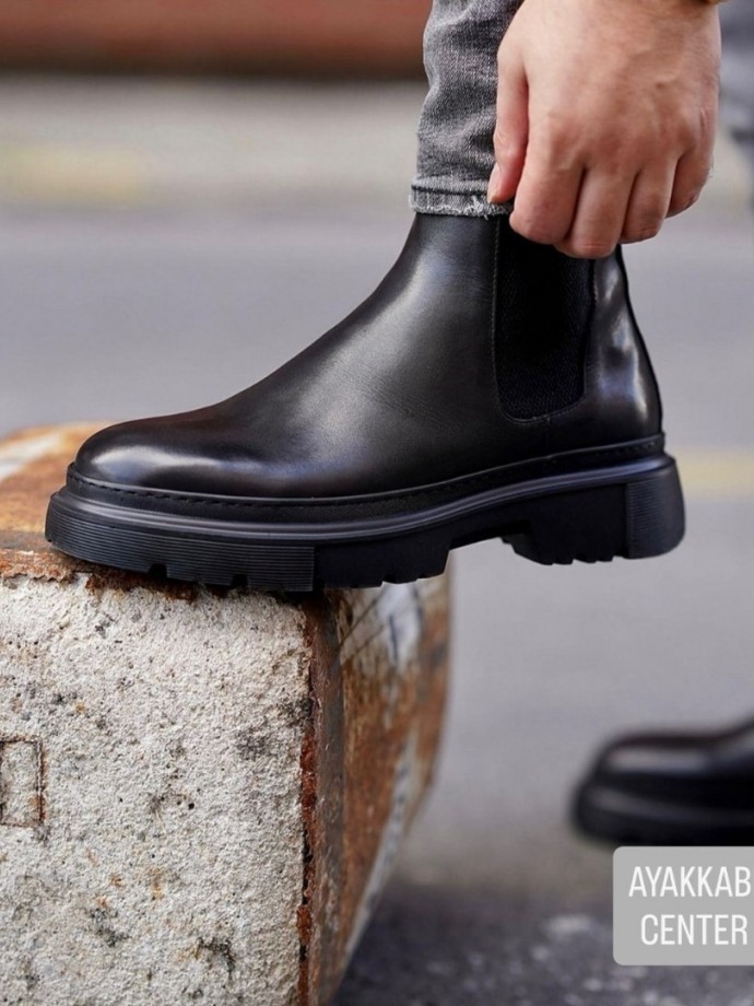 2025 YENİ SEZON EVA CHELSEA SİYAH MAT BOT  - SİYAH MAT  DERİ   