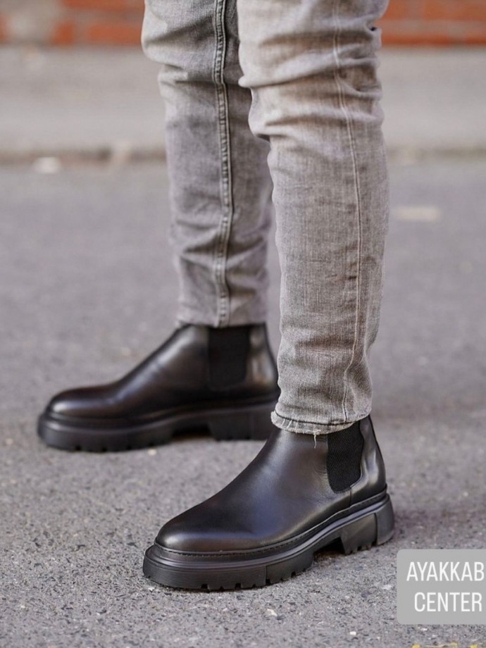 2025 YENİ SEZON EVA CHELSEA SİYAH MAT BOT  - SİYAH MAT  DERİ   