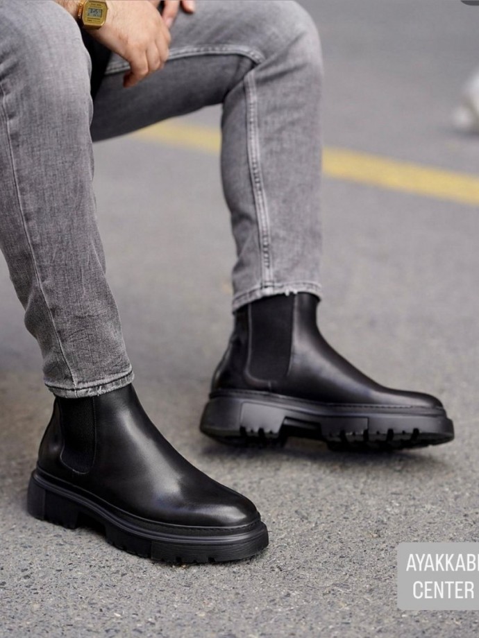 2025 YENİ SEZON EVA CHELSEA SİYAH MAT BOT  - SİYAH MAT  DERİ   
