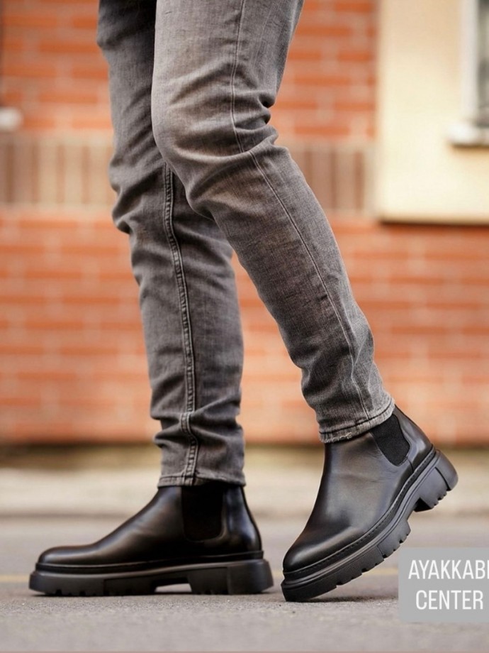 2025 YENİ SEZON EVA CHELSEA SİYAH MAT BOT  - SİYAH MAT  DERİ   