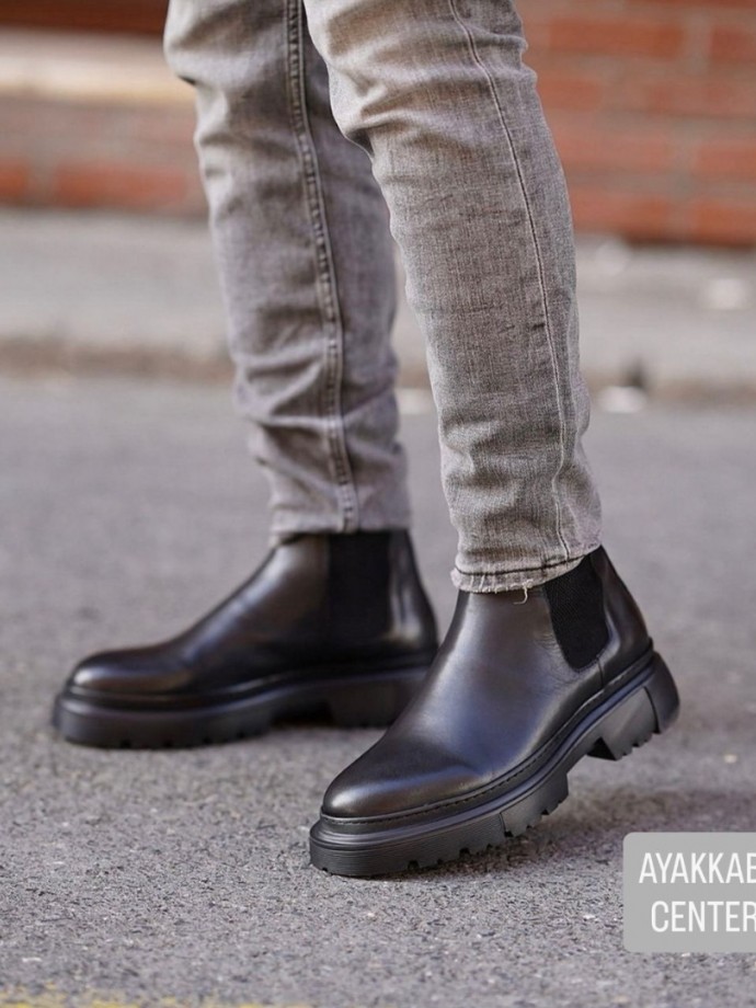 2025 YENİ SEZON EVA CHELSEA SİYAH MAT BOT  - SİYAH MAT  DERİ   