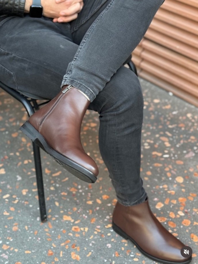 2025 YENİ SEZON KLASİK CHELSEA ZR KAHVE MAT DERİ  - KAHVE MAT DERİ  