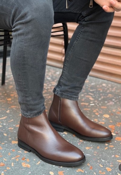 2025 YENİ SEZON KLASİK CHELSEA ZR KAHVE MAT DERİ  - KAHVE MAT DERİ  