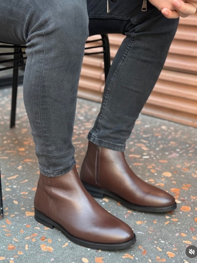 2025 YENİ SEZON KLASİK CHELSEA ZR KAHVE MAT DERİ  - KAHVE MAT DERİ  