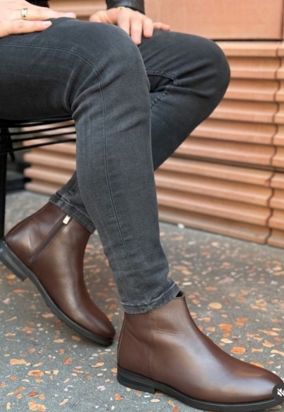 2025 YENİ SEZON KLASİK CHELSEA ZR KAHVE MAT DERİ  - KAHVE MAT DERİ  