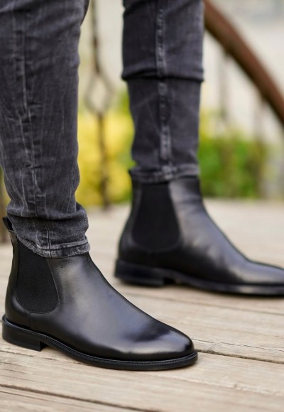 2025 YENİ SEZON KLASİK CHELSEA ZR SİYAH MAT DERİ  - SİYAH MAT DERİ   