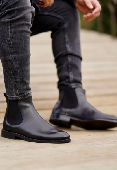 2025 YENİ SEZON KLASİK CHELSEA ZR SİYAH MAT DERİ  - SİYAH MAT DERİ   