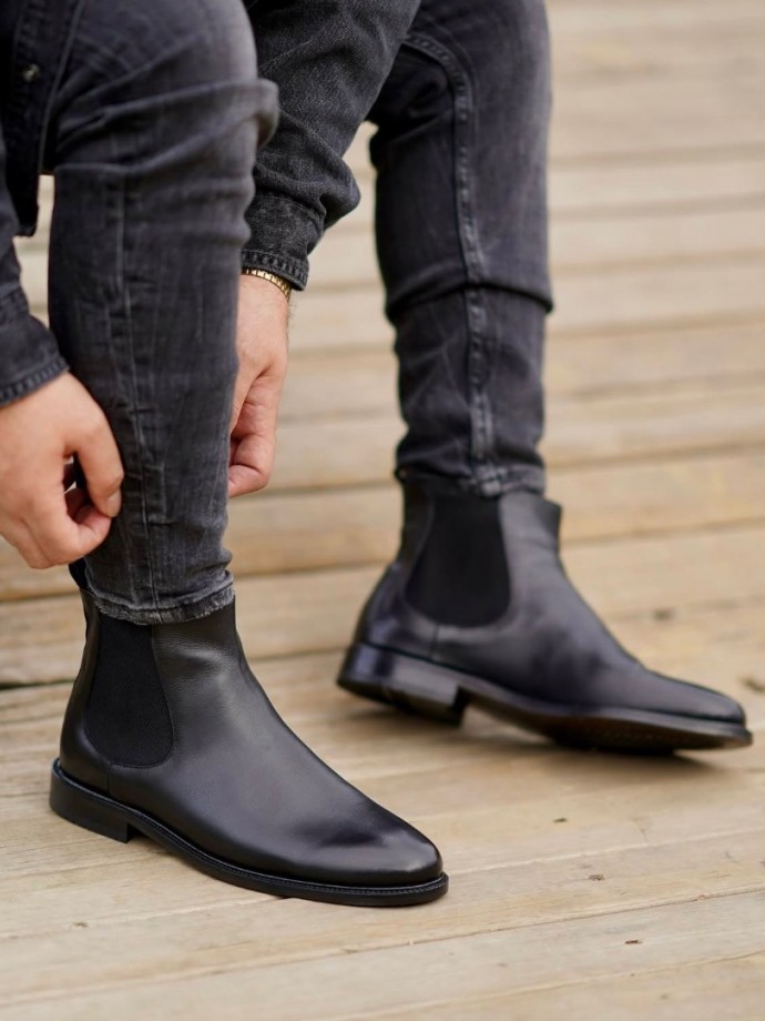 2025 YENİ SEZON KLASİK CHELSEA ZR SİYAH MAT DERİ  - SİYAH MAT DERİ   